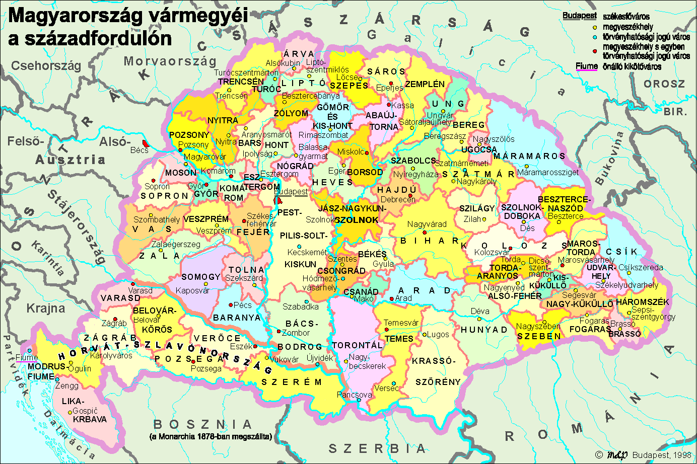 magyarország vármegyéi térkép Osztrák Magyar Monarchia (1910) magyarország vármegyéi térkép